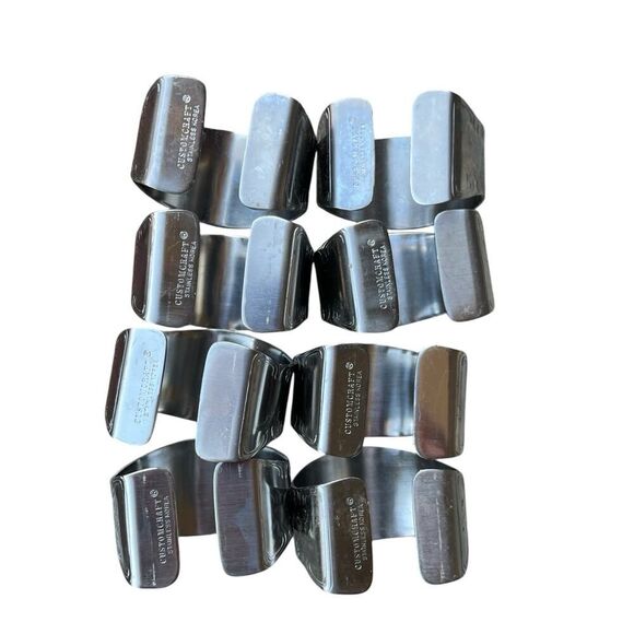 Stainless Steel Napkin Rings Set Of 8 Custom Craft Initial Letter "S" Engraved - Picture 4 of 6